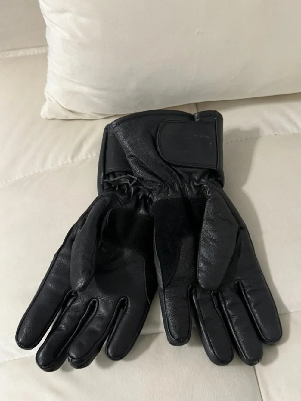 Black Leather Motorcycle Gloves (Size XS)